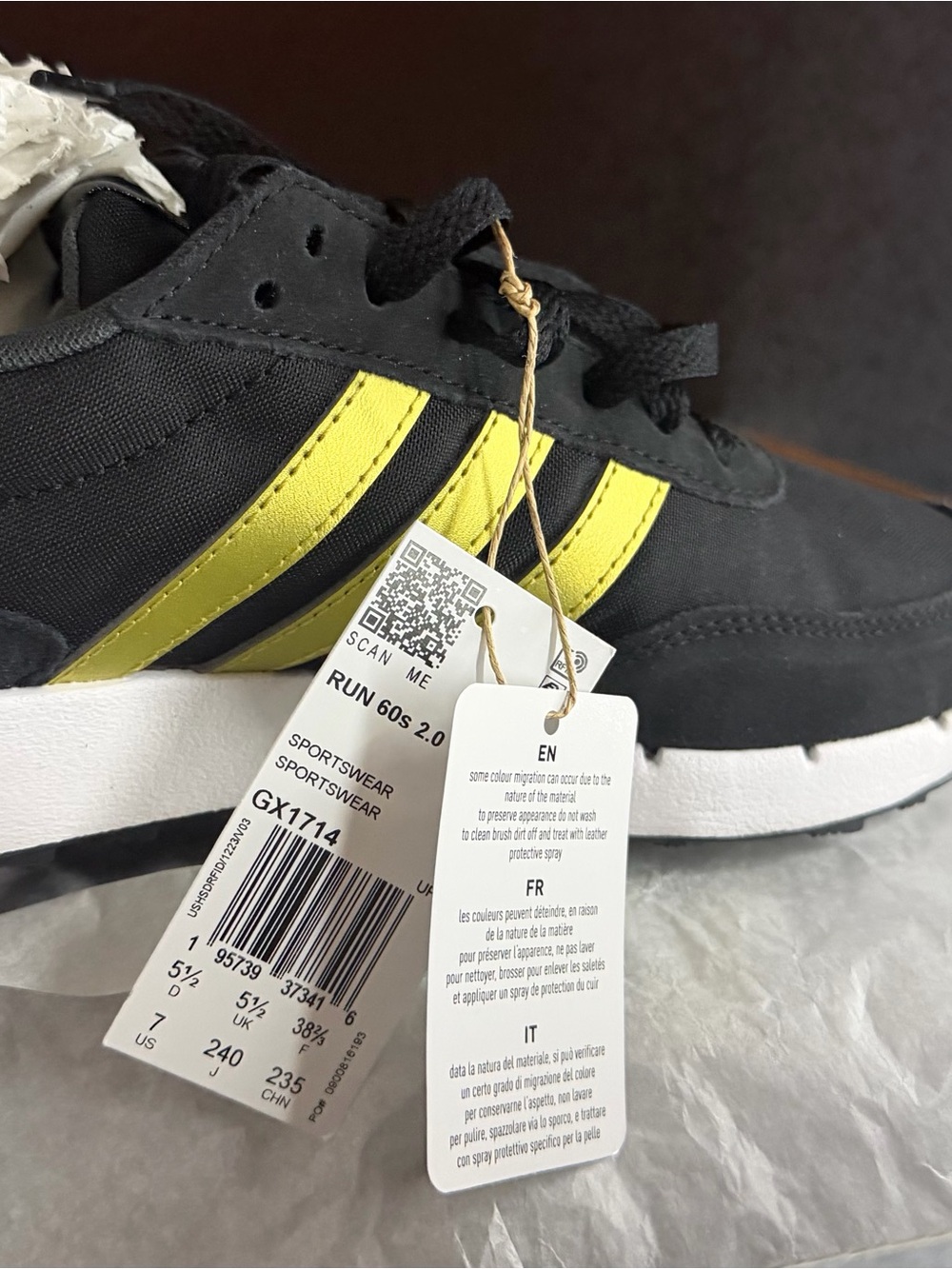 adidas women Black Sneakers with Yellow Stripes